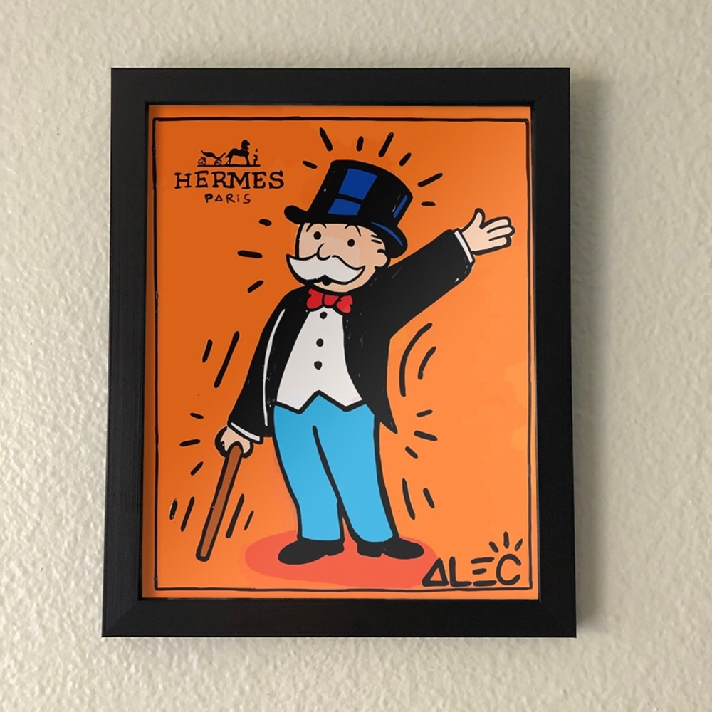 Hermes Orange Pop Art Monopoly Man Print